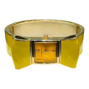 Isaac Mizrahi Yellow Bow Bangle Watch Bracelet Watch